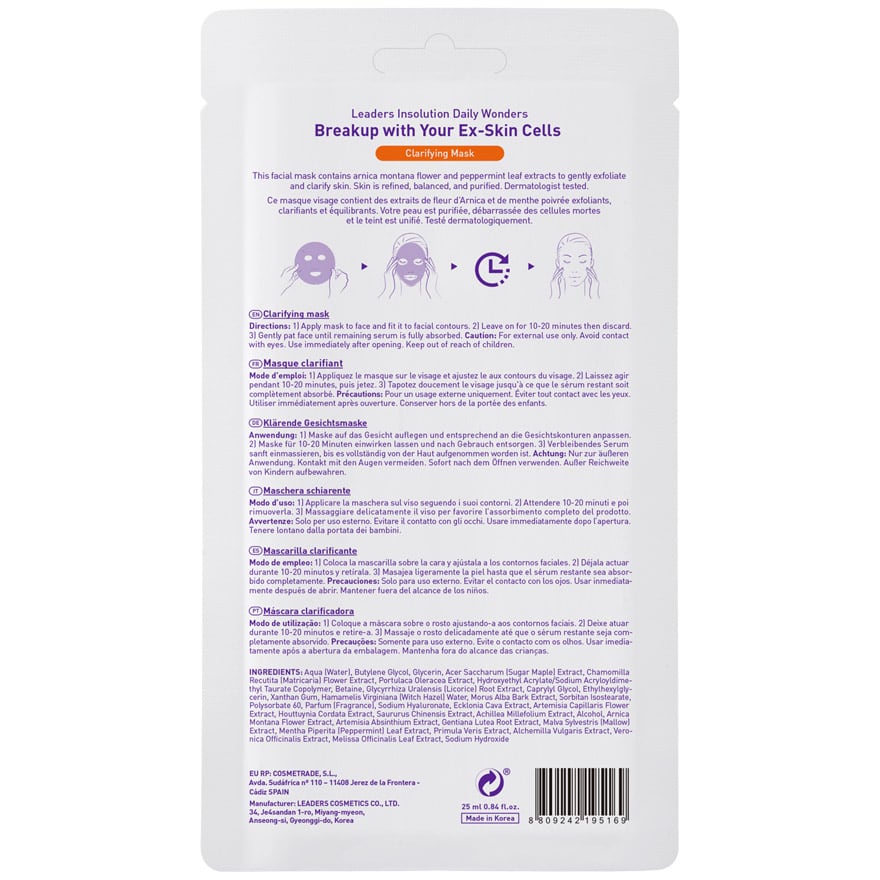 Insolution Daily Wonders Clarifying Sheet Mask Break Up With Your Ex-Skin Cells 1pc