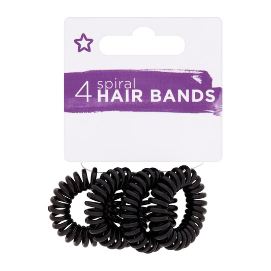 Spiral Hair Ties 4pcs Black