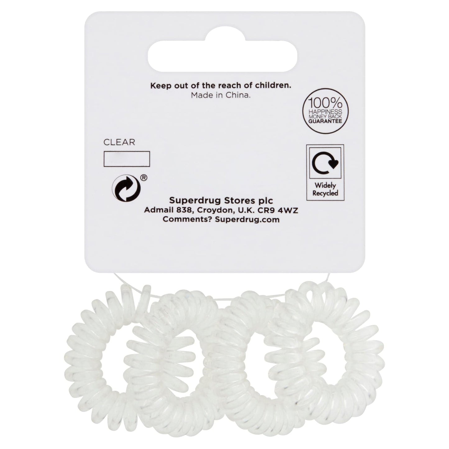 Spiral Hair Ties 4pcs Clear