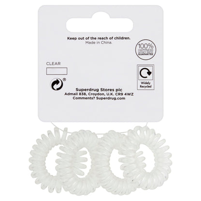 Spiral Hair Ties 4pcs Clear