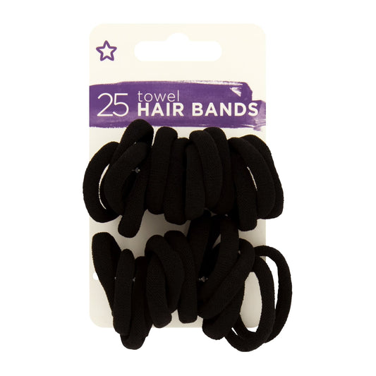 Towel Hair Ties Black 25pcs