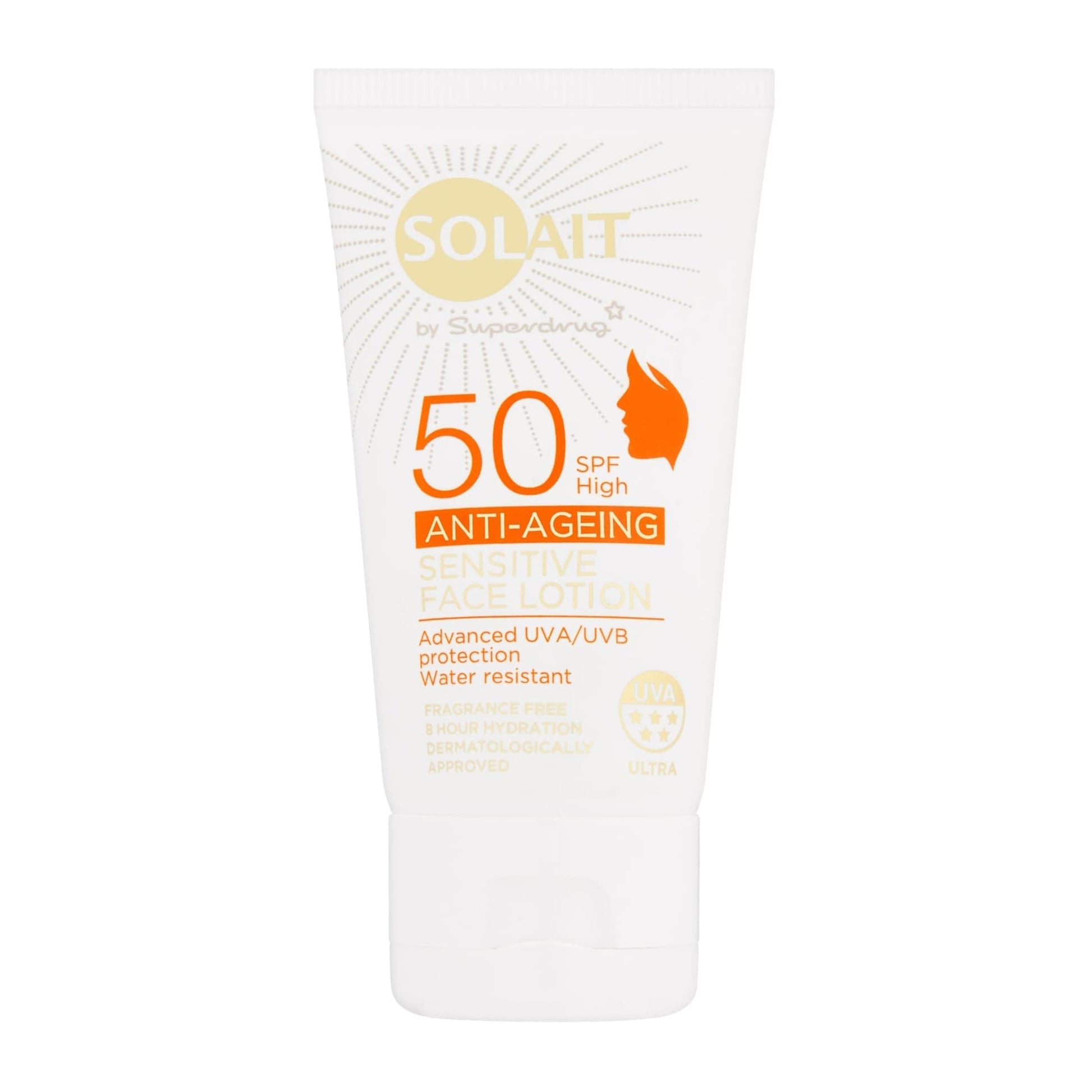 Superdrug Solait Anti-Ageing Sensitive Hydrating Face Lotion Sun Cream SPF50 50ml 50ml