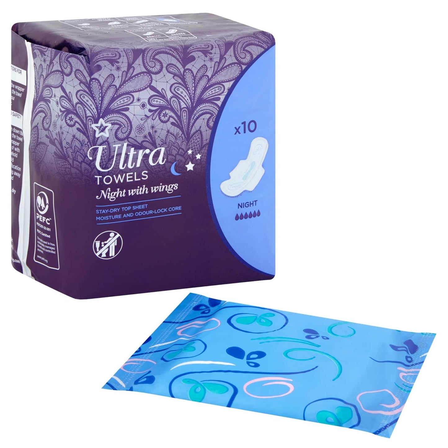 Ultra Sanitary Napkins Night With Wings 20pcs