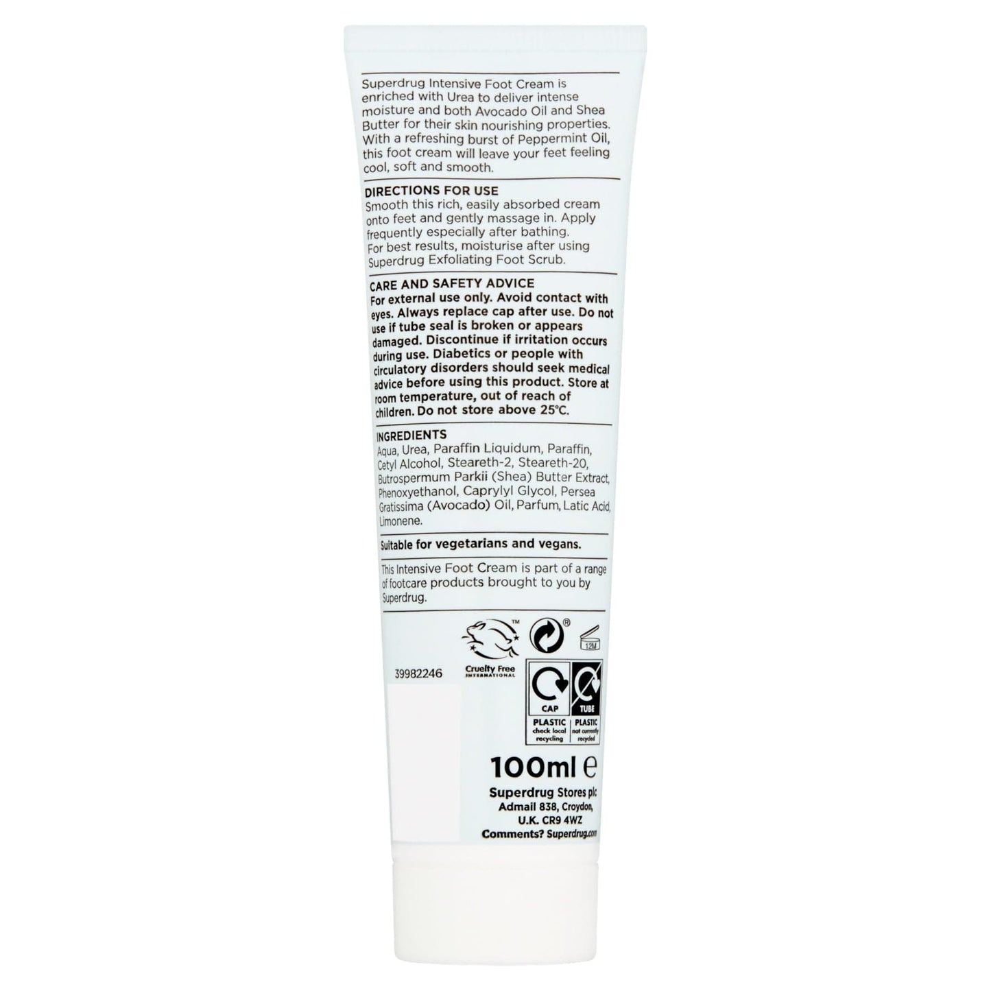 Superdrug Intensive Foot Cream Urea & Avocado Oil 100ml 100ml