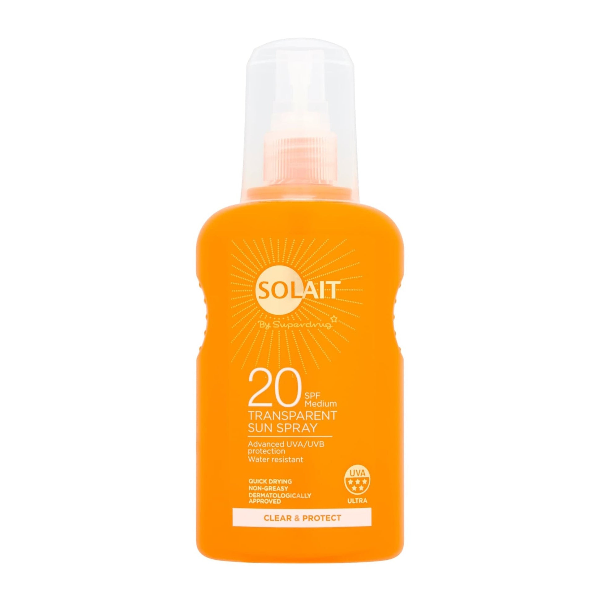 Solait Transparent Sunscreen Spray Clear & Protect SPF20 200ml 200ml