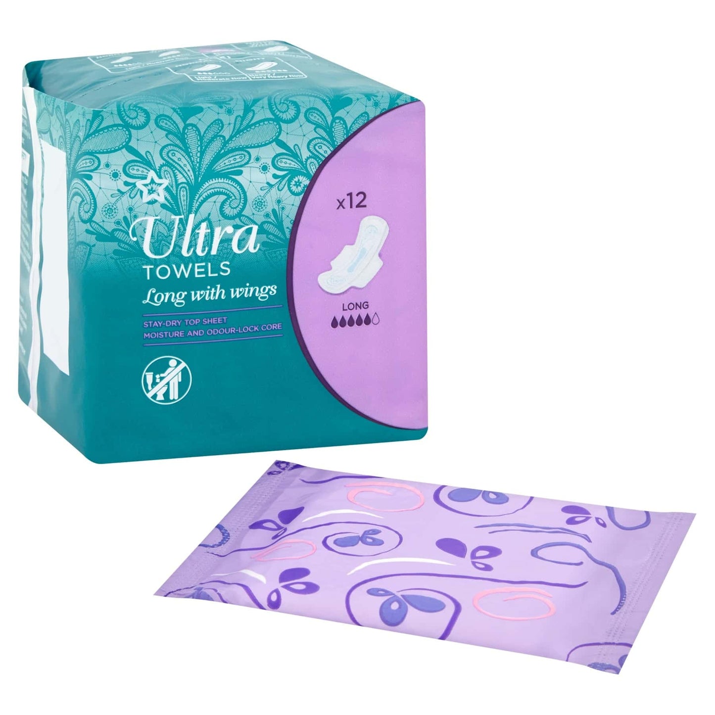 Ultra Sanitary Napkins Long With Wings 12pcs