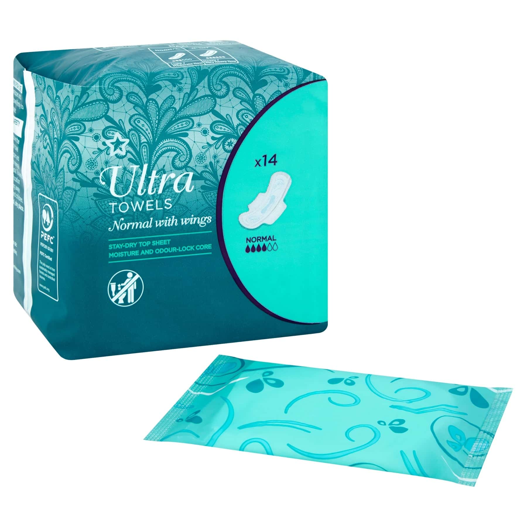 Ultra Sanitary Napkins Normal With Wings 14pcs