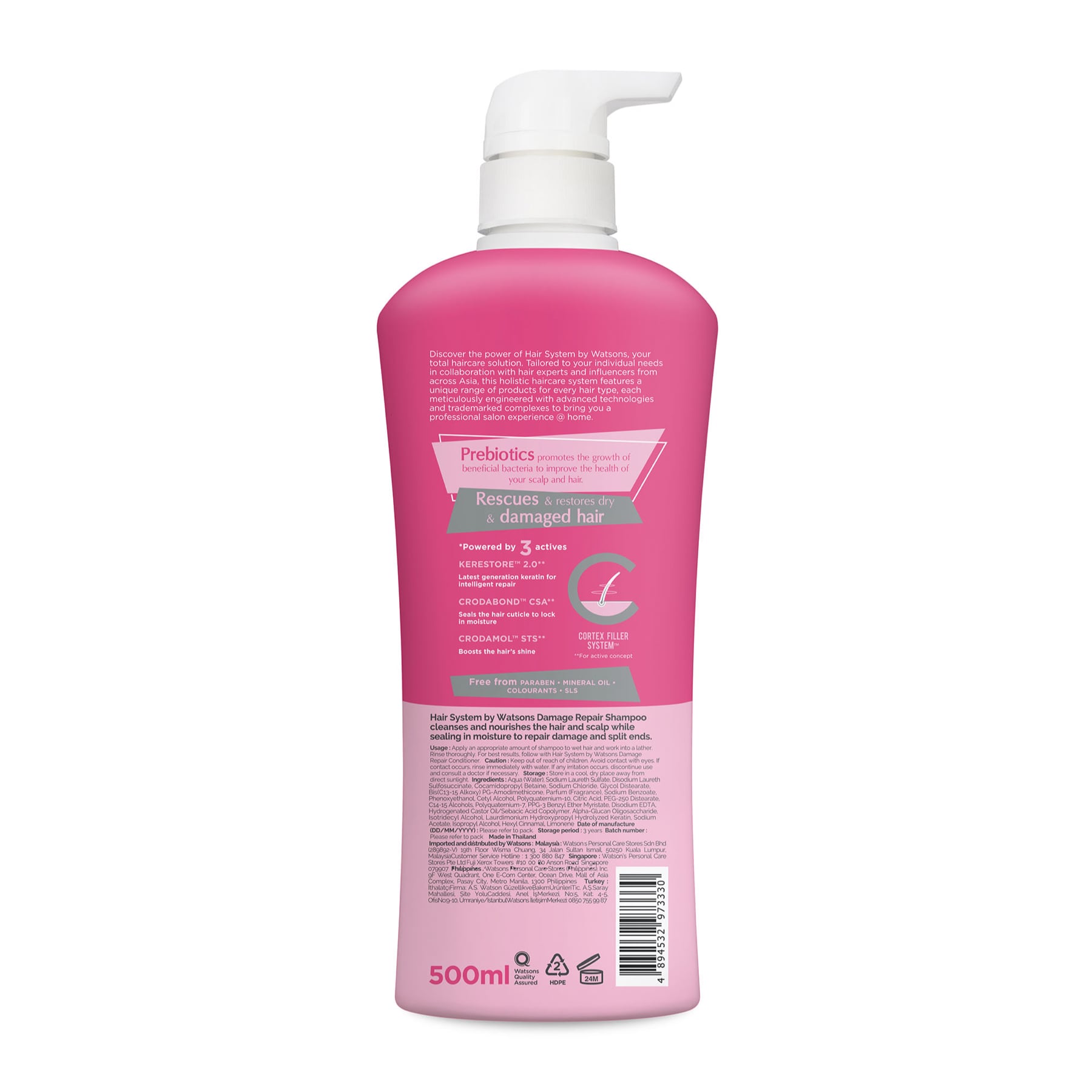 Hair Systems by Watsons Damage Repair Shampoo 500ml 500ml