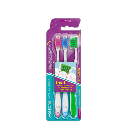 Triple Action Toothbrush (Soft) 3pcs