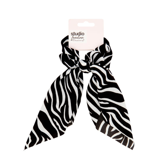 Studio London Zebra Print Short Scarf Scrunchie