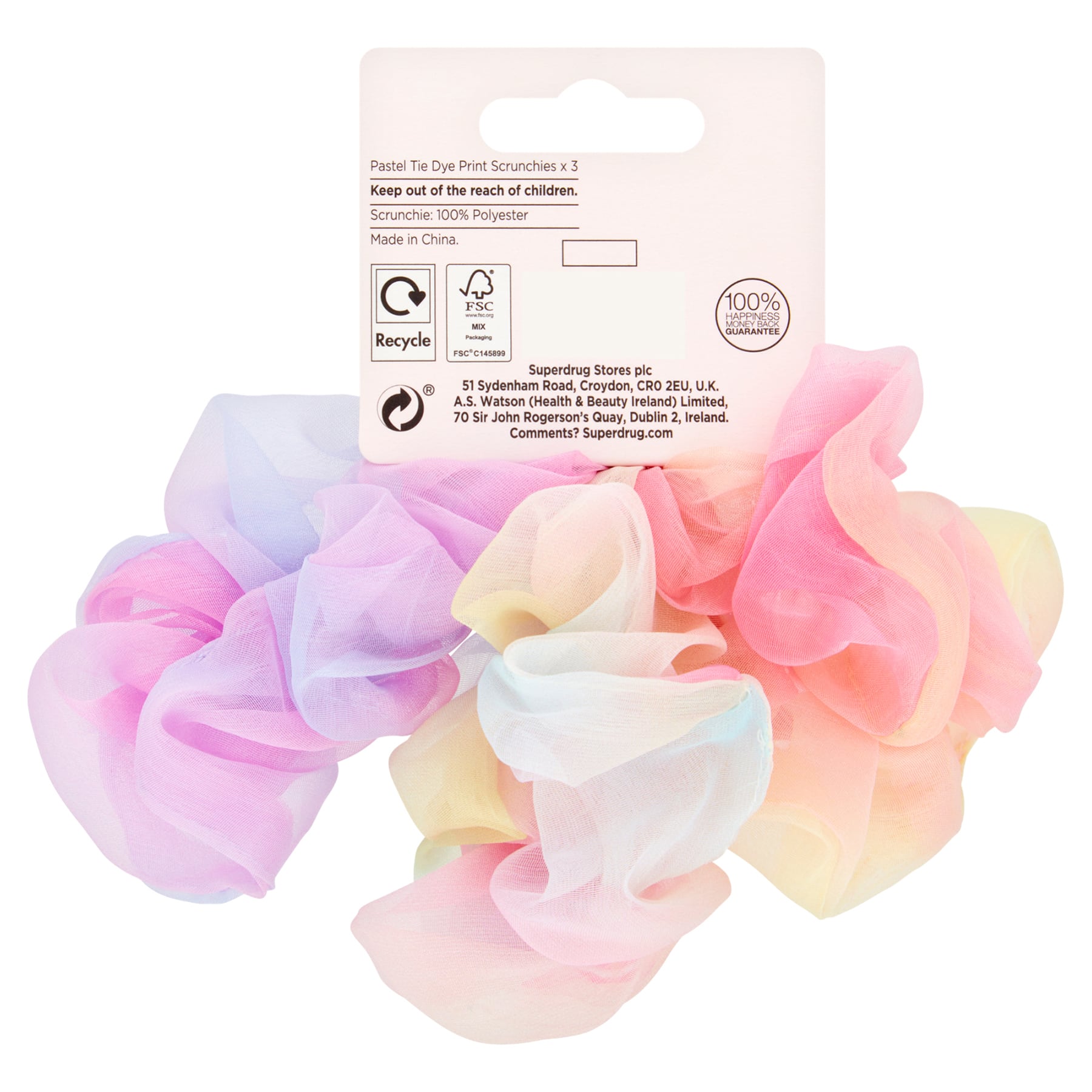 Studio London Pastel Tie Dye Scrunchies 3pcs 3pcs