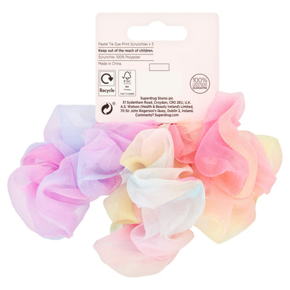 Studio London Pastel Tie Dye Scrunchies 3pcs 3pcs