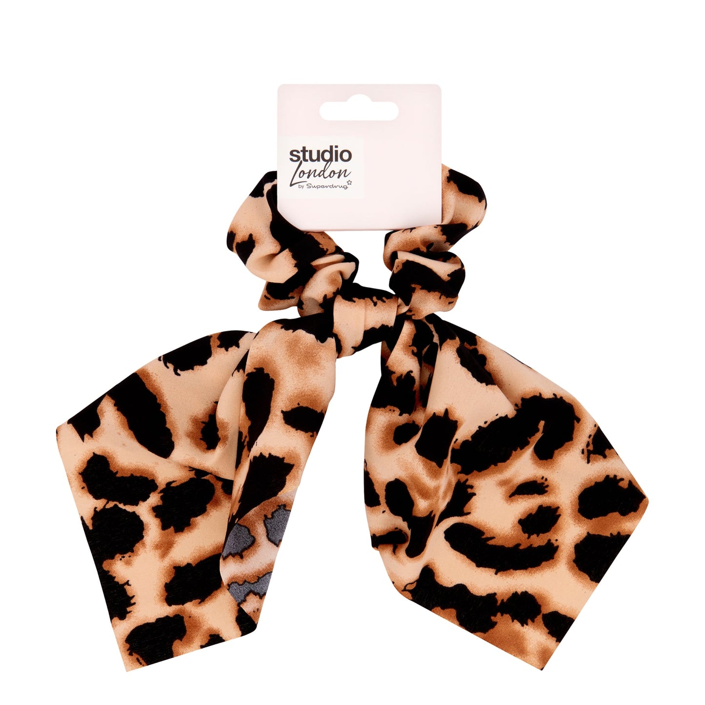 Studio London Leopard Print Short Scarf Scrunchie