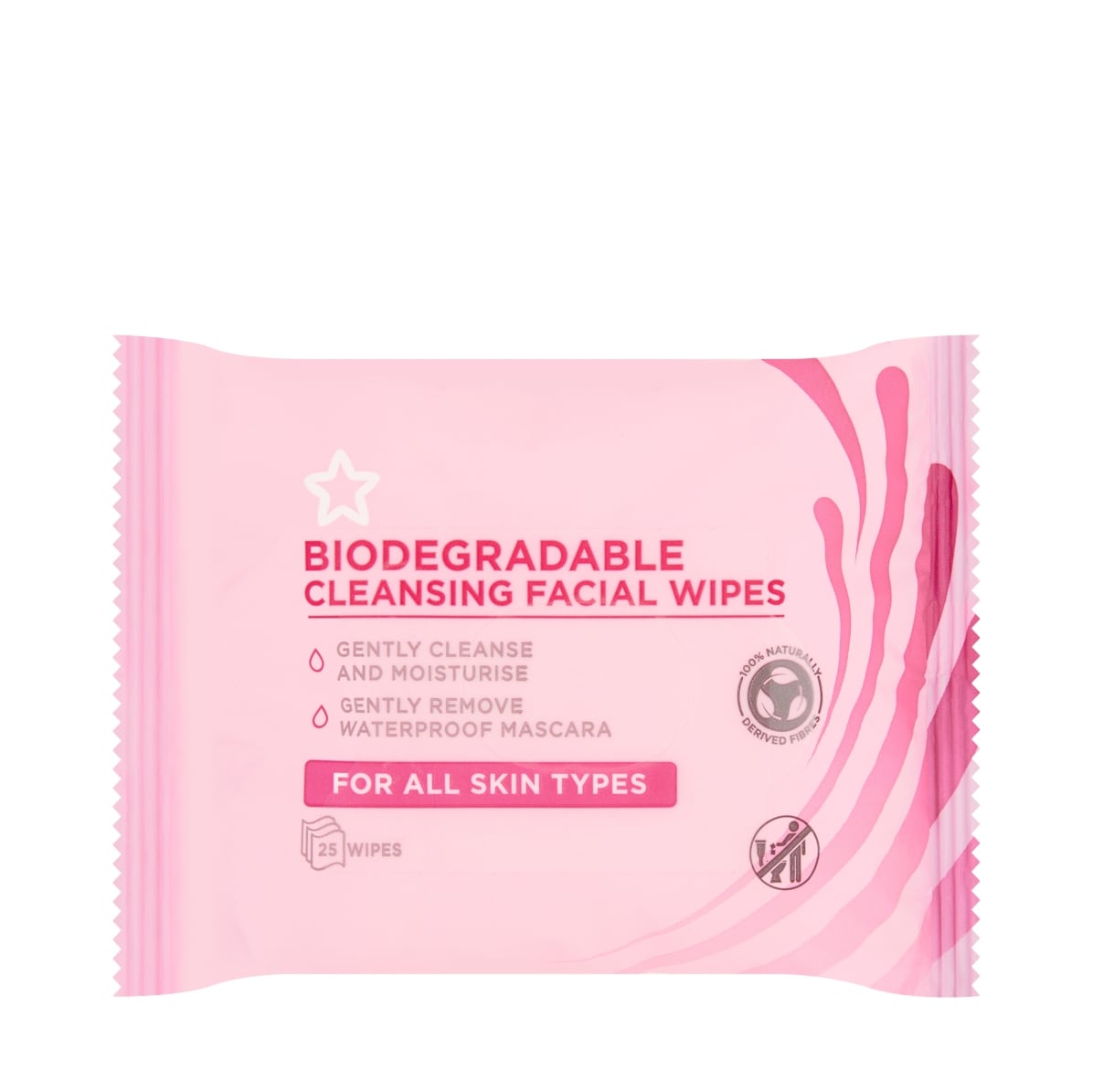 Superdrug Biodegradable Cleansing Facial Wipes For All Skin Types 25pcs