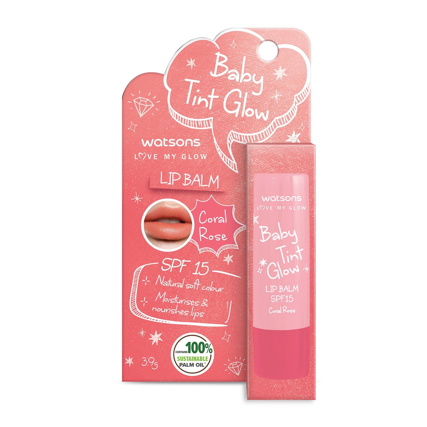 Watsons Love My Glow Baby Tint Glow SPF15 Lip Balm 3.9g