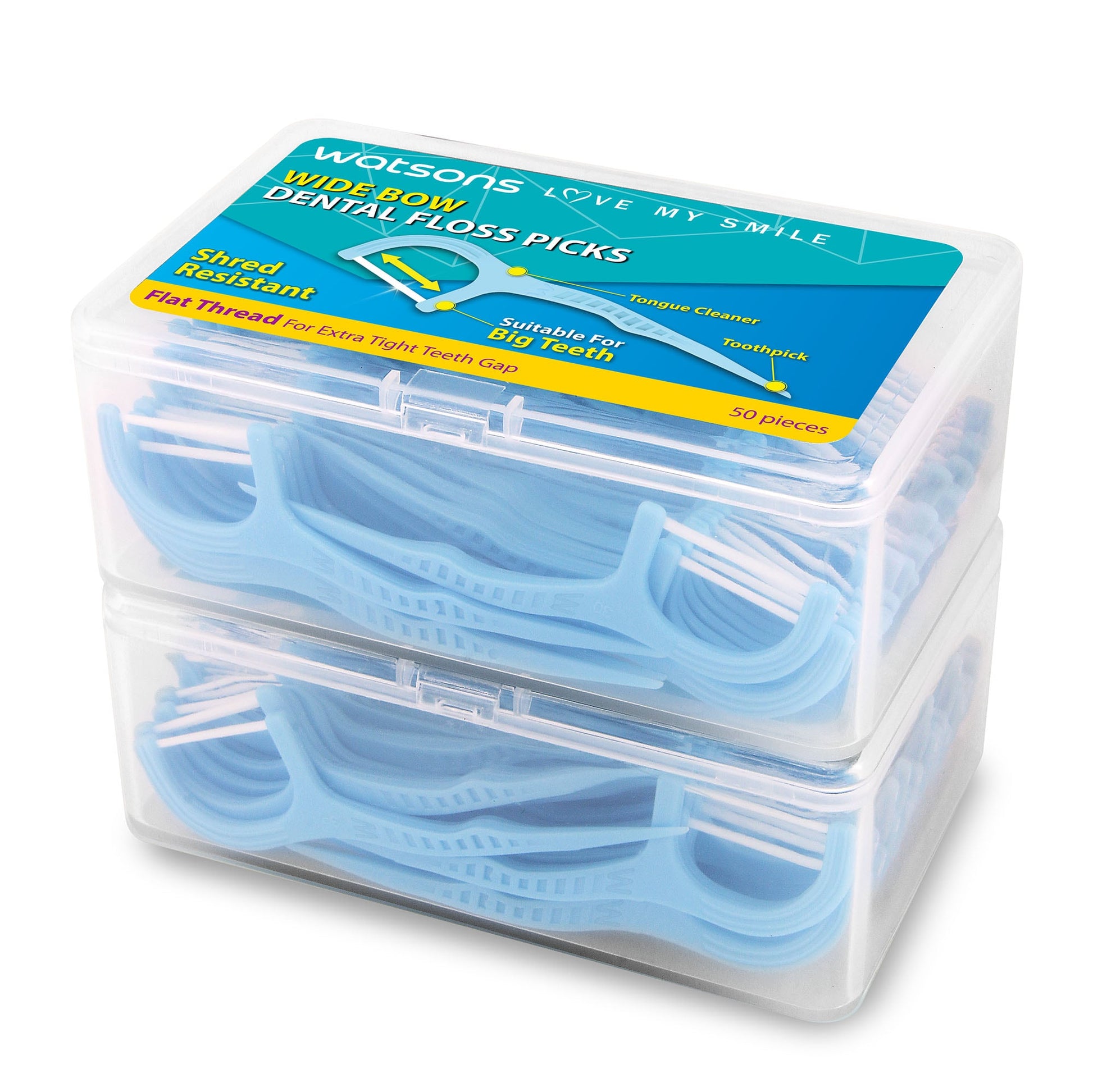 Flat Thread Wide Bow Dental Floss Picks 50s X 3 Boxes