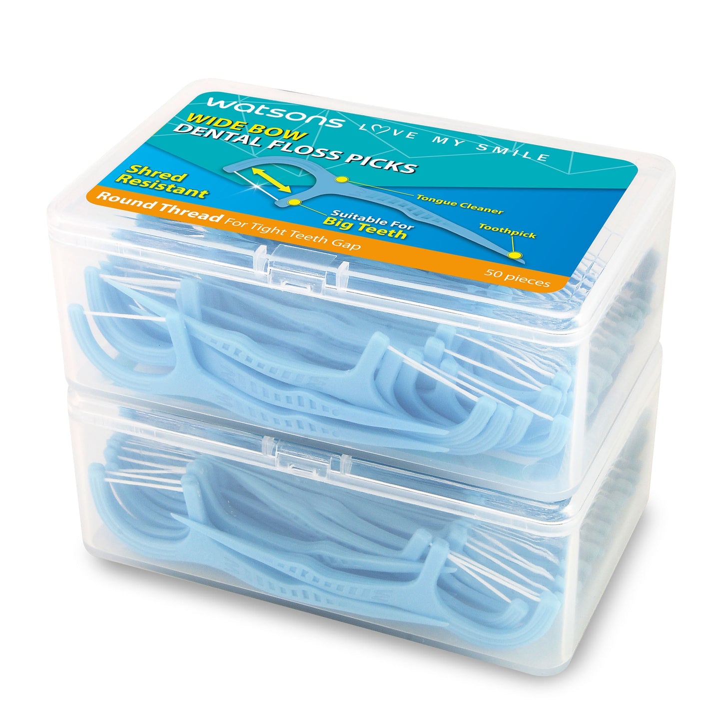 Round Thread Wide Bow Dental Floss Picks 50s X 2 Boxes