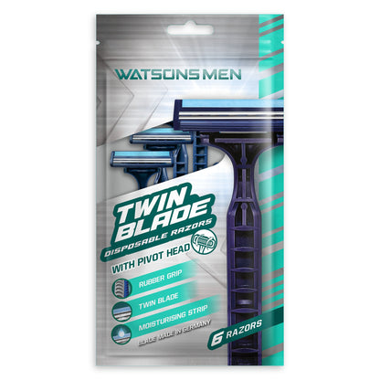 Watsons Men Twin Blade Disposable Razor 6pcs