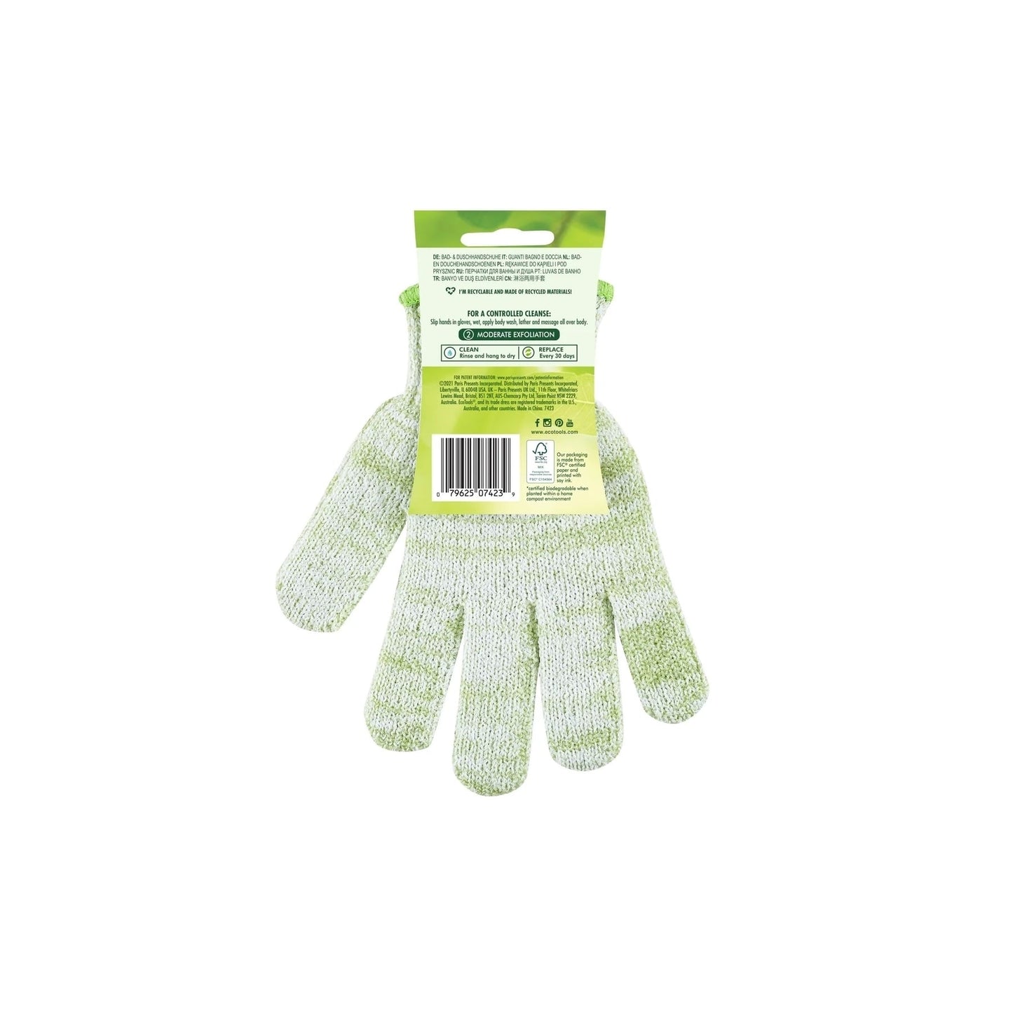 EcoTools Recycled Exfoliating Bath & Shower Gloves Green 1 Pair