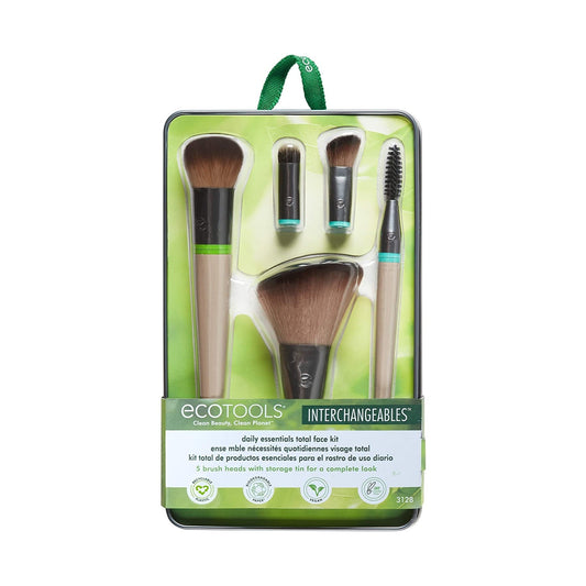 EcoTools Interchangeables Daily Essentials Total Face Makeup Brush Kit, 8pc