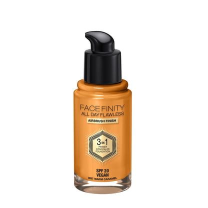 Facefinity All Day Flawless 3-in-1 Liquid Foundation Matte Finish 30ml 087 Warm Caramel|30ml