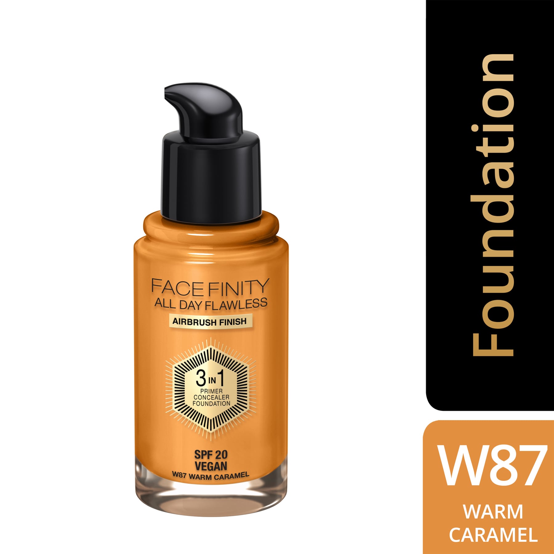 Facefinity All Day Flawless 3-in-1 Liquid Foundation Matte Finish 30ml 087 Warm Caramel|30ml