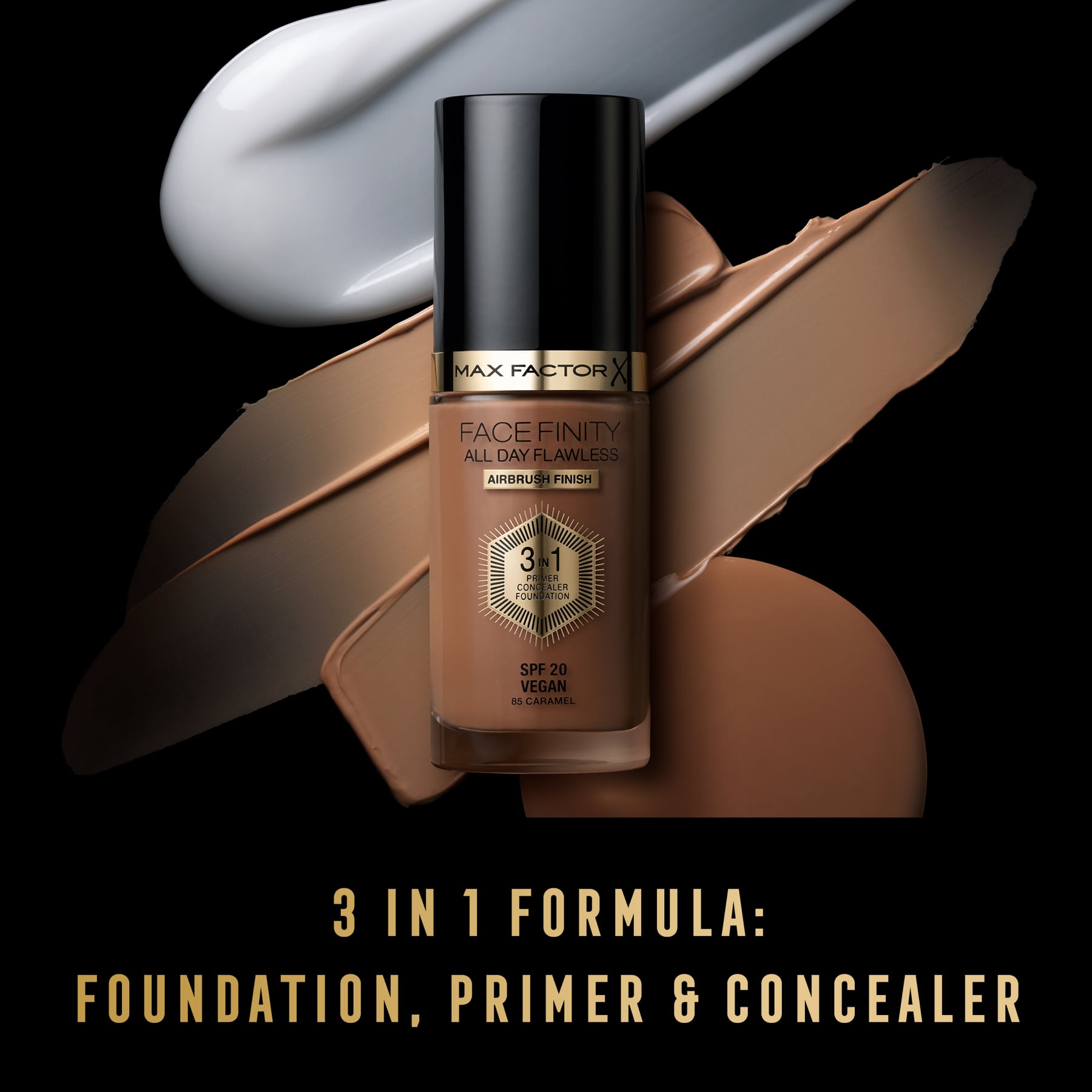 Facefinity All Day Flawless 3-in-1 Liquid Foundation Matte Finish 30ml 087 Warm Caramel|30ml