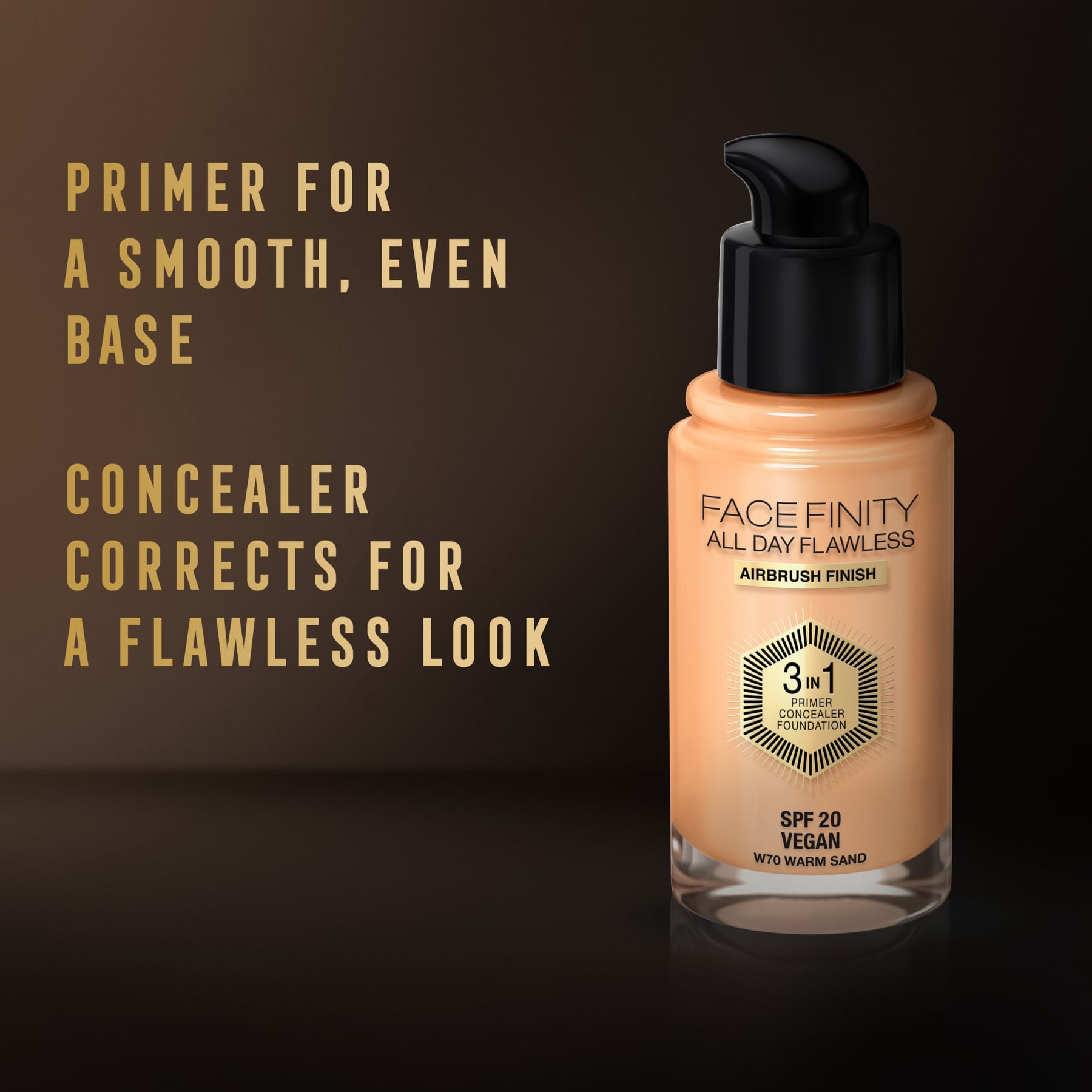 Facefinity All Day Flawless 3 In 1 Foundation Matte Finish 30ml 70 Warm Sand|30ml