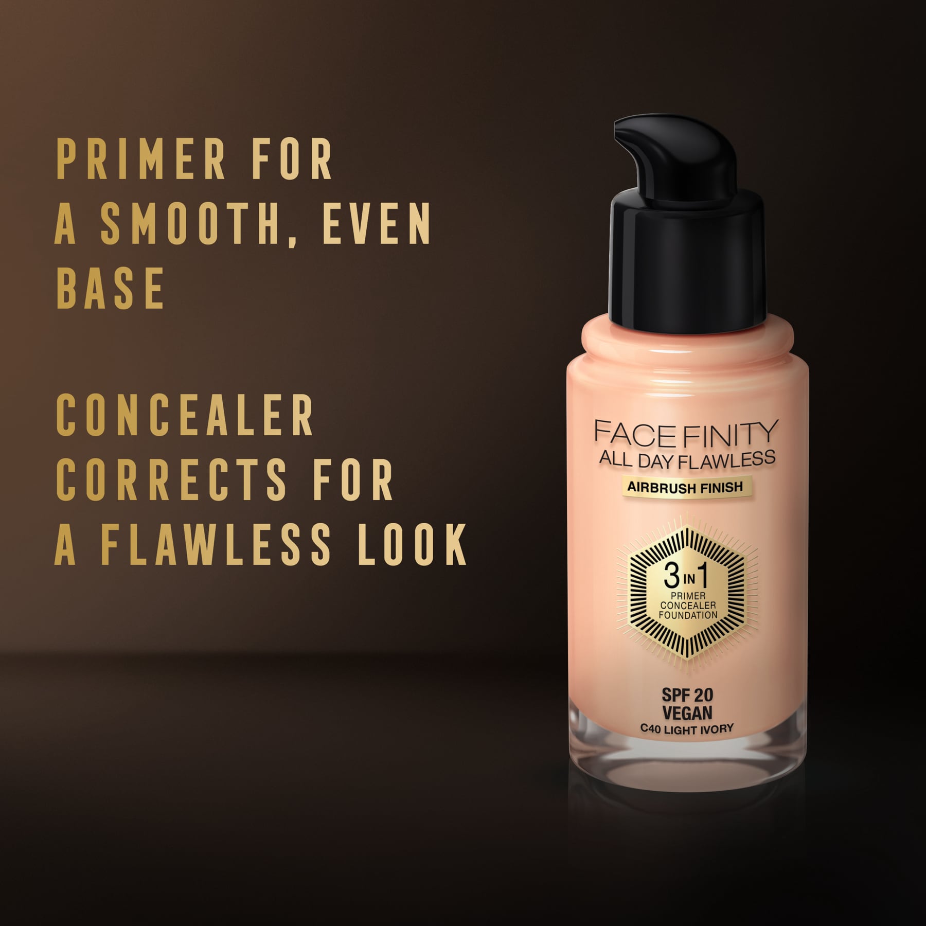 Facefinity All Day Flawless 3 In 1 Foundation Matte Finish 30ml 40 Light Ivory|30ml