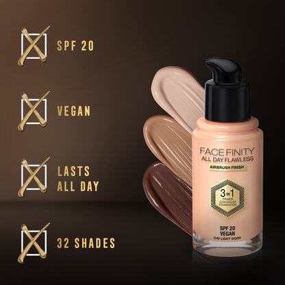 Facefinity All Day Flawless 3 In 1 Foundation Matte Finish 30ml 40 Light Ivory|30ml