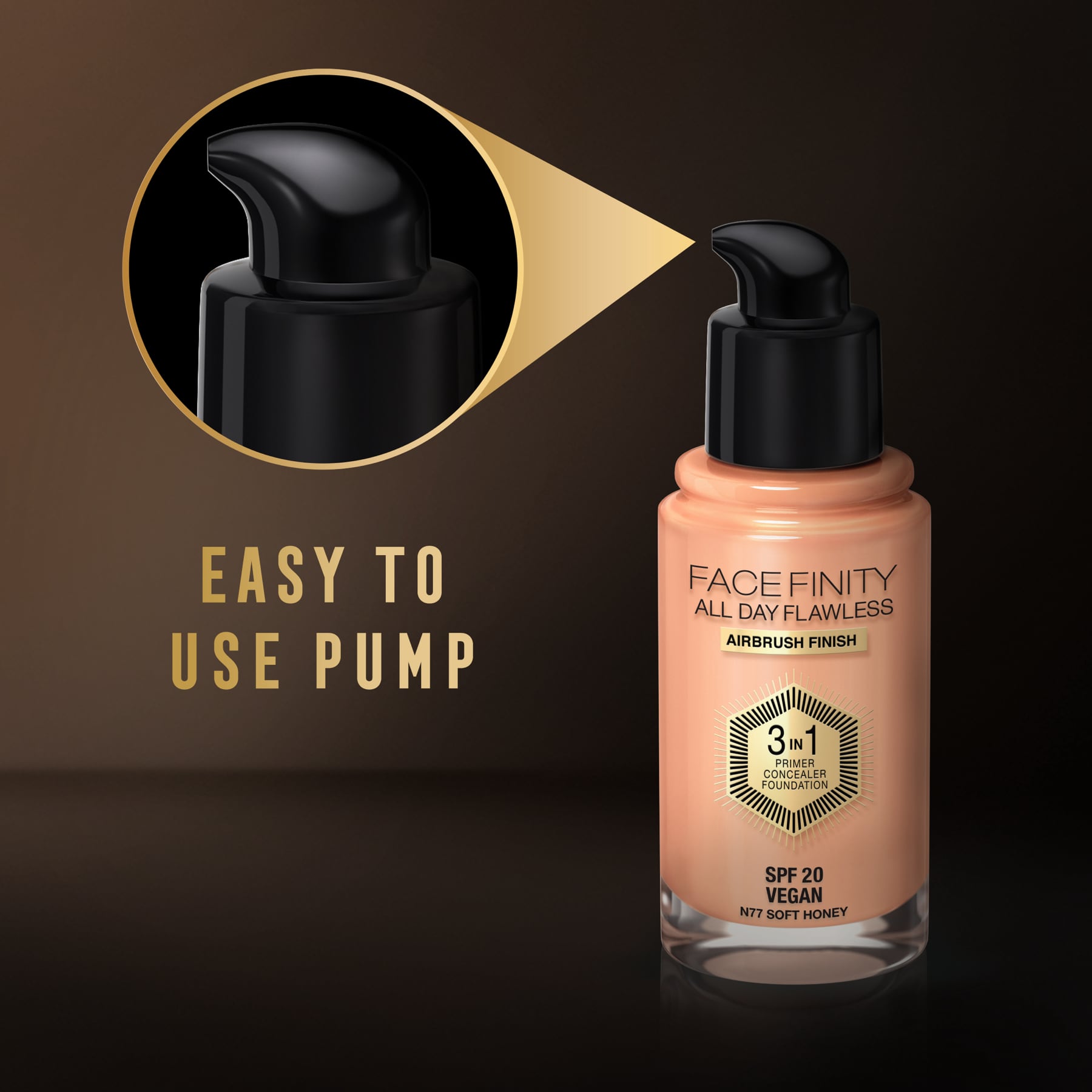 Facefinity All Day Flawless 3 In 1 Foundation Matte Finish 30ml 77 Soft Honey|30ml