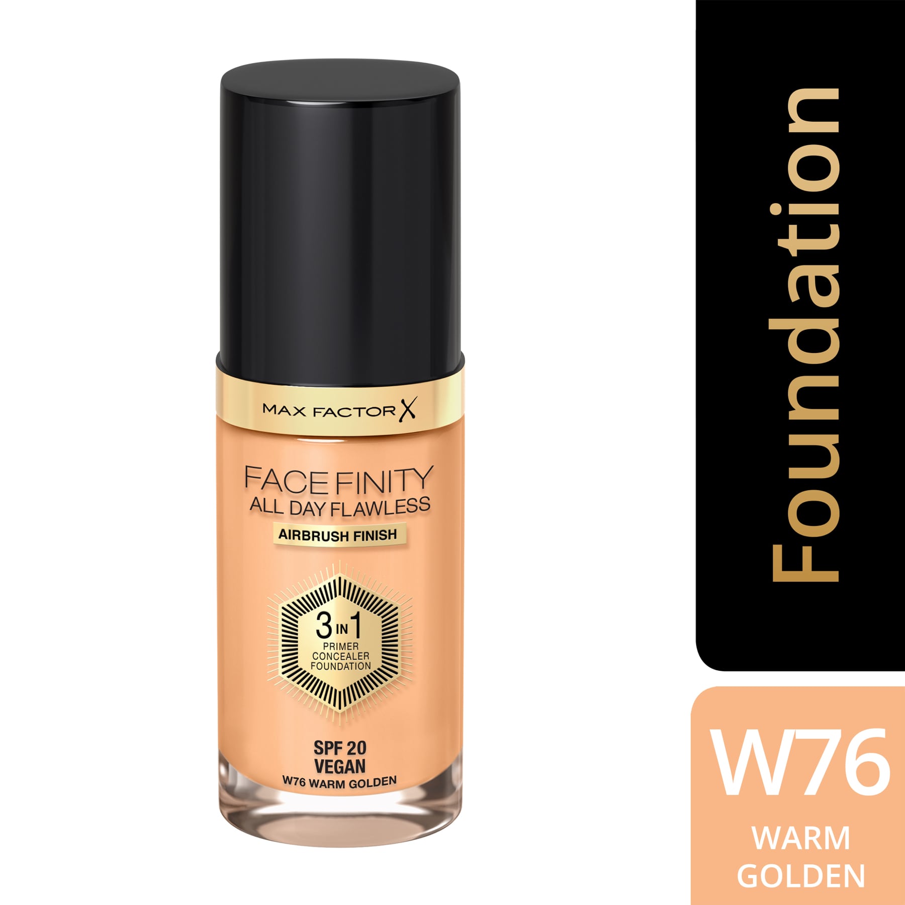 Facefinity All Day Flawless 3-in-1 Liquid Foundation Matte Finish 30ml 076 Warm Golden|30ml