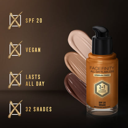 Facefinity All Day Flawless 3 In 1 Foundation Matte Finish 30ml 98 Warm Hazelnut|30ml