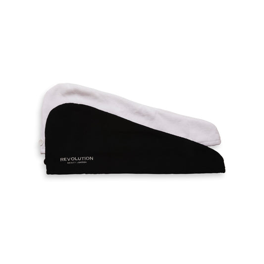 Plain Microfibre Hair Wraps Black & White 2pc Black/White|2pc