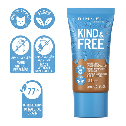 Rimmel KIND & FREE Moisturising Skin Tint Foundation 30ml 410 Latte|30ml