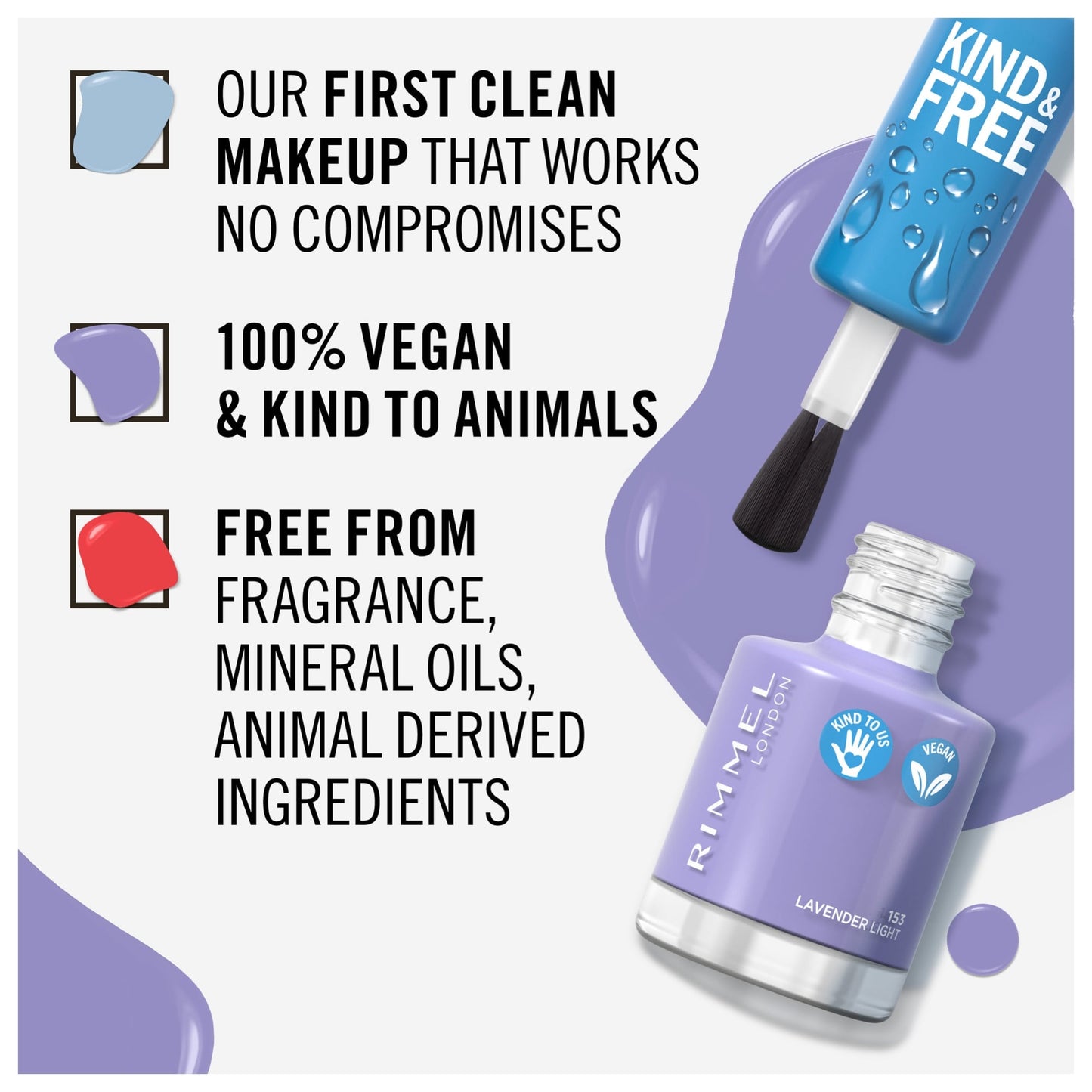 KIND & FREE Clean Nail Polish 8ml 153 Lavender Light|8ml