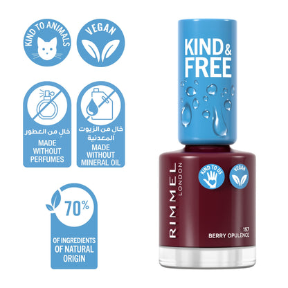 KIND & FREE Clean Nail Polish 8ml 157 Berry Opulence|8ml