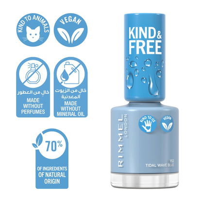 KIND & FREE Clean Nail Polish 8ml 152 Tidal Wave Blue|8ml