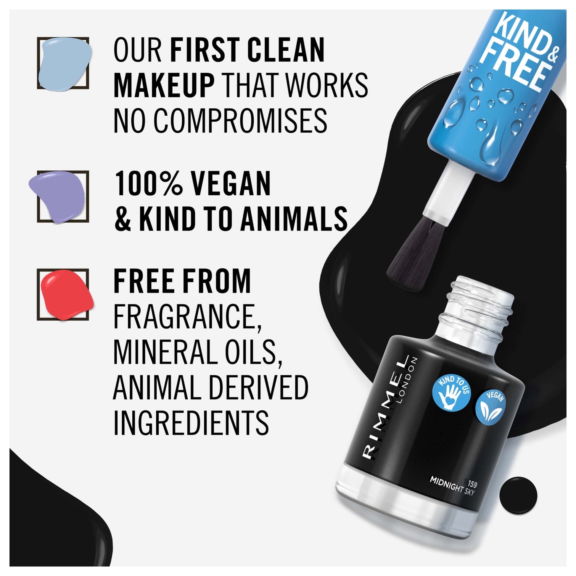 KIND & FREE Clean Nail Polish 8ml 159 Midnight Sky|8ml