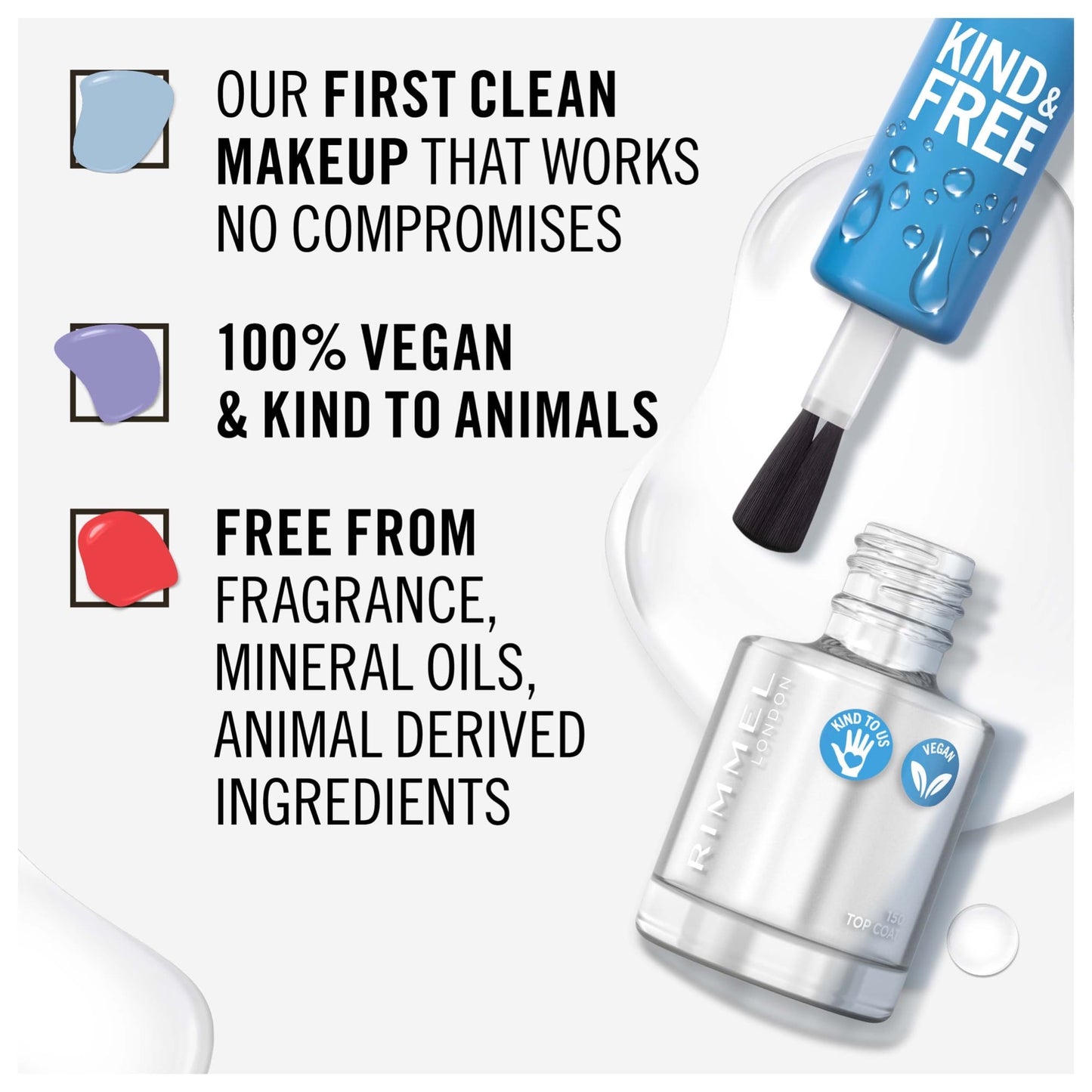 KIND & FREE Clean Nail Polish 8ml 150 Top Coat|8ml