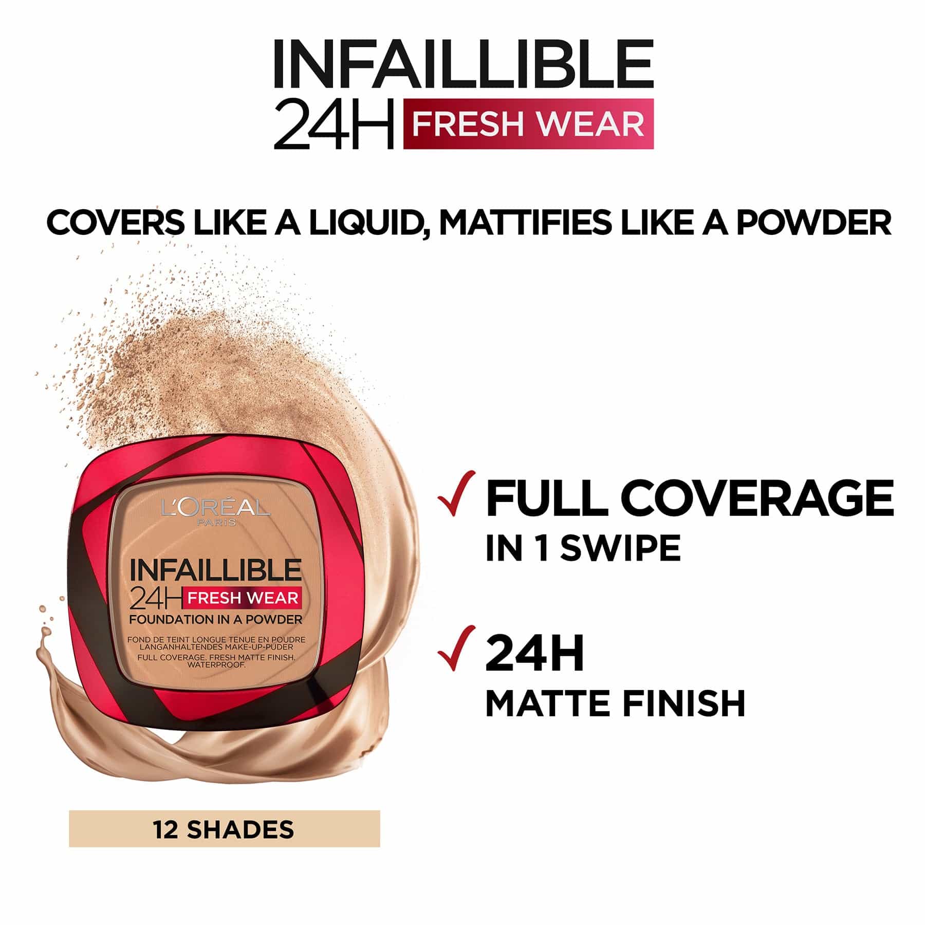 Infallible 24H Fresh Wear Foundation In A Powder 9g 250 Radiant Sand|9g