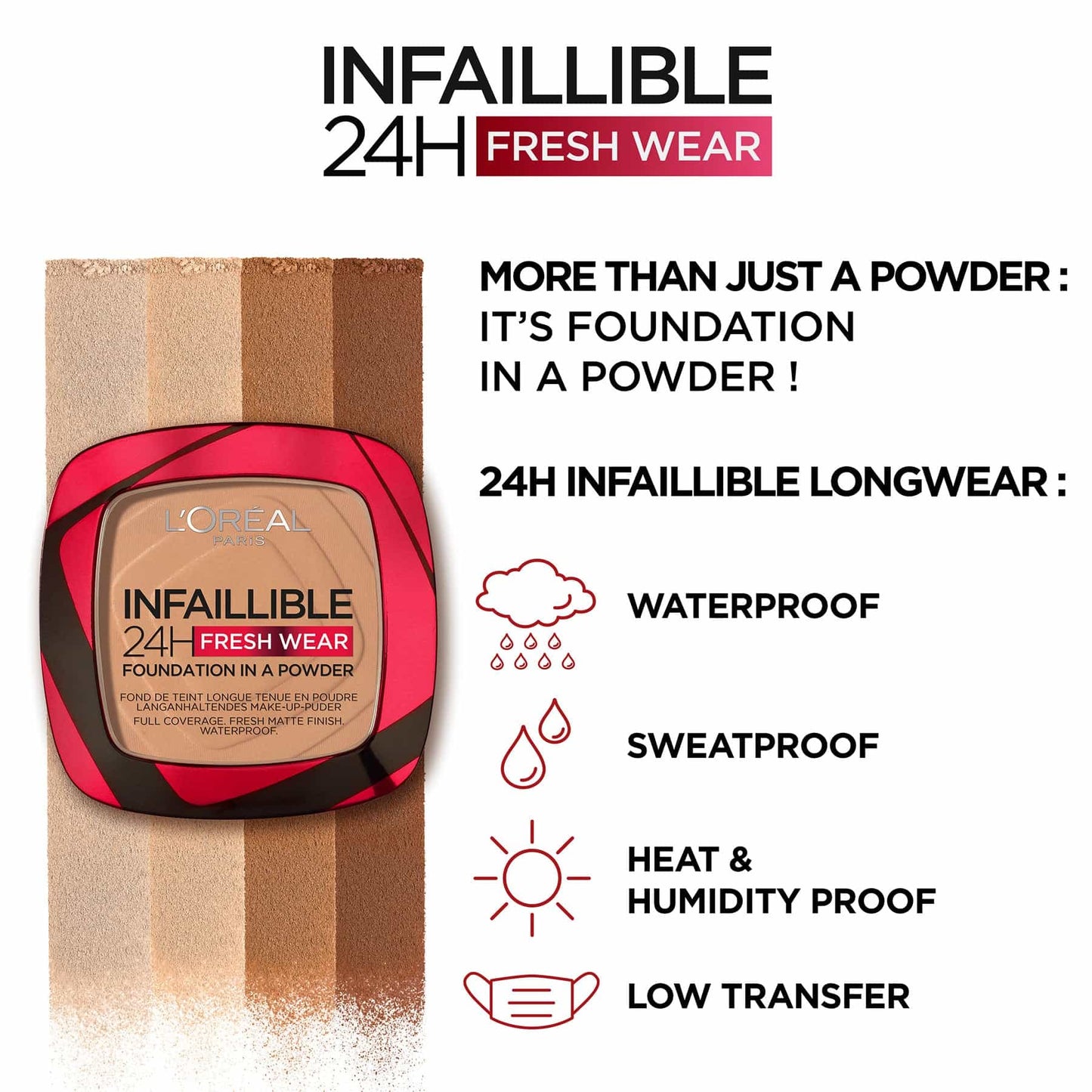 Infallible 24H Fresh Wear Foundation In A Powder 9g 250 Radiant Sand|9g