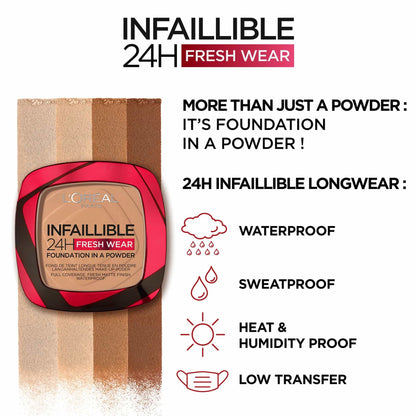 Infallible 24H Fresh Wear Foundation In A Powder 9g 250 Radiant Sand|9g