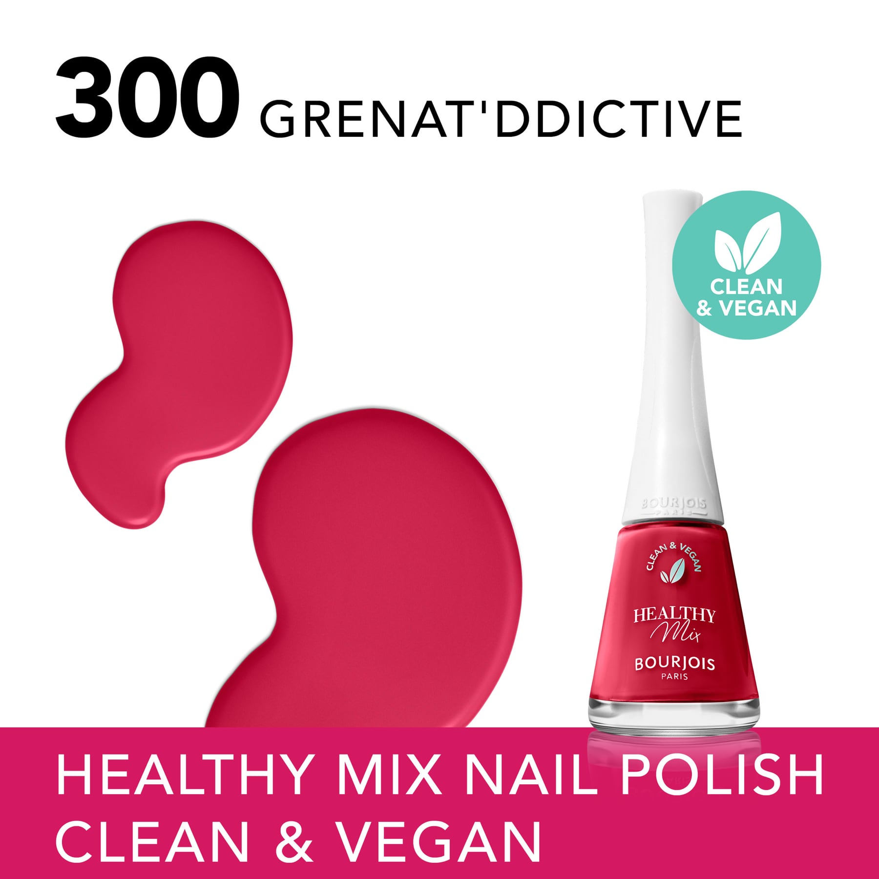 Healthy Mix Vegan Nail Polish 9ml 300 Grenat'Ddictive|9ml