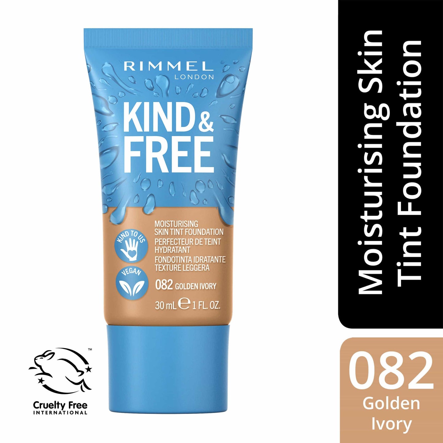 KIND & FREE Moisturising Skin Tint Foundation 30ml 82 Golden Ivory|30ml