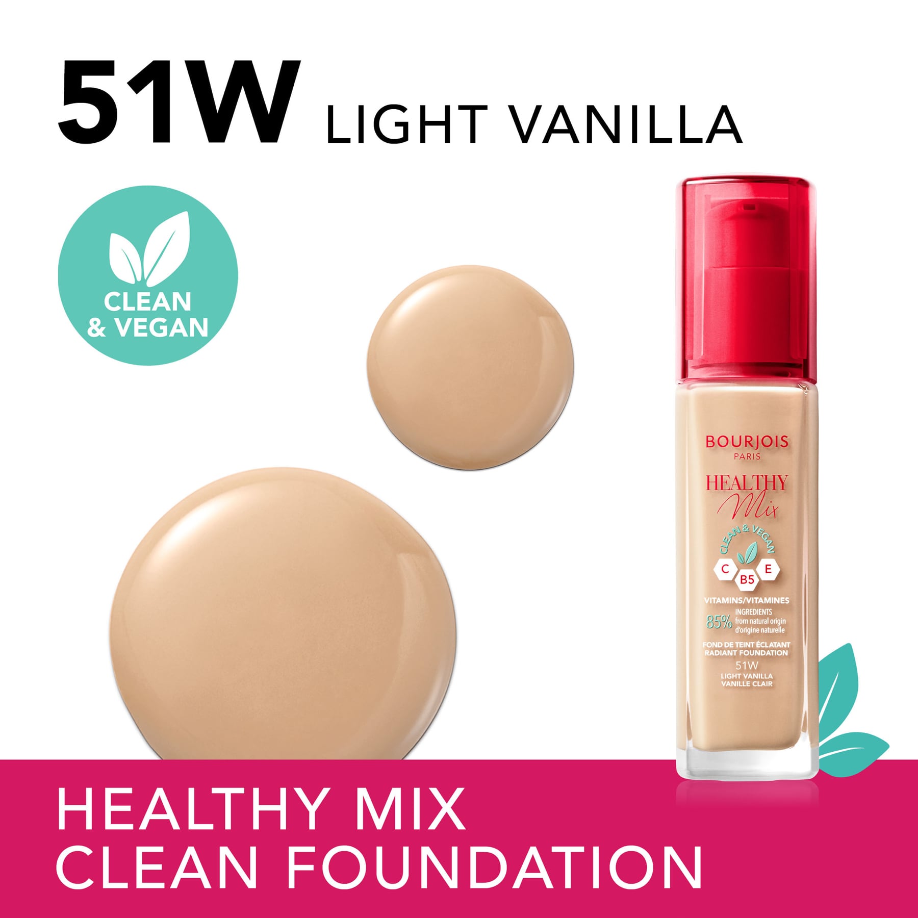 Healthy Mix Clean Foundation 30ml 51W Light Vanilla|30ml