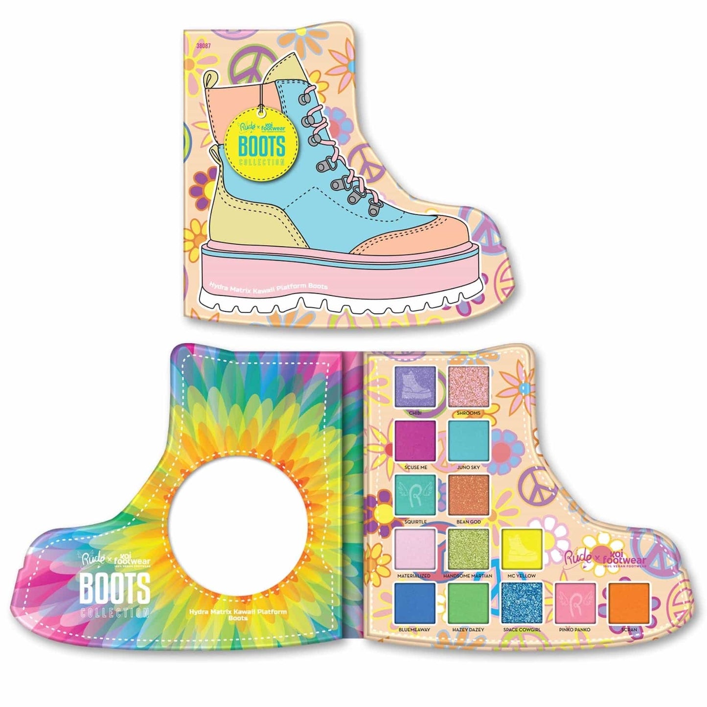 Rude x Koi Footwear Boots Collection Eyeshadow Palette - 14 shades Hydra Matrix Kawaii Platform Boots|122g