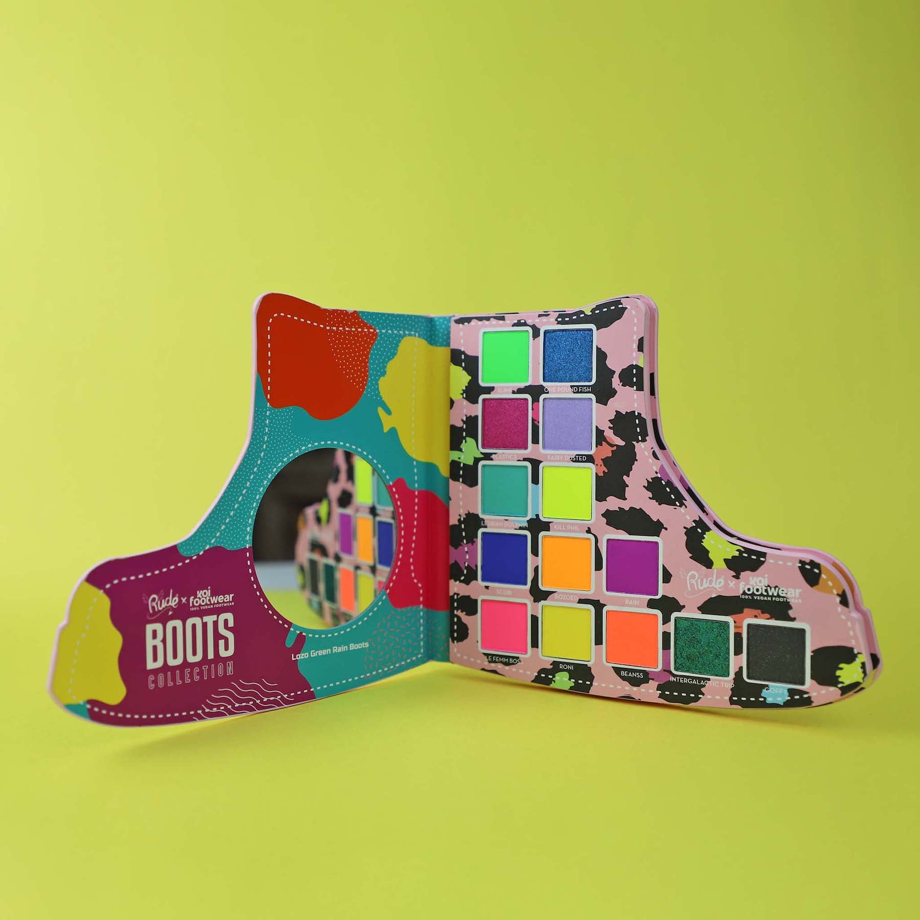 Rude x Koi Footwear Boots Collection Eyeshadow Palette - 14 shades Lazo Green Rain Boots|122g