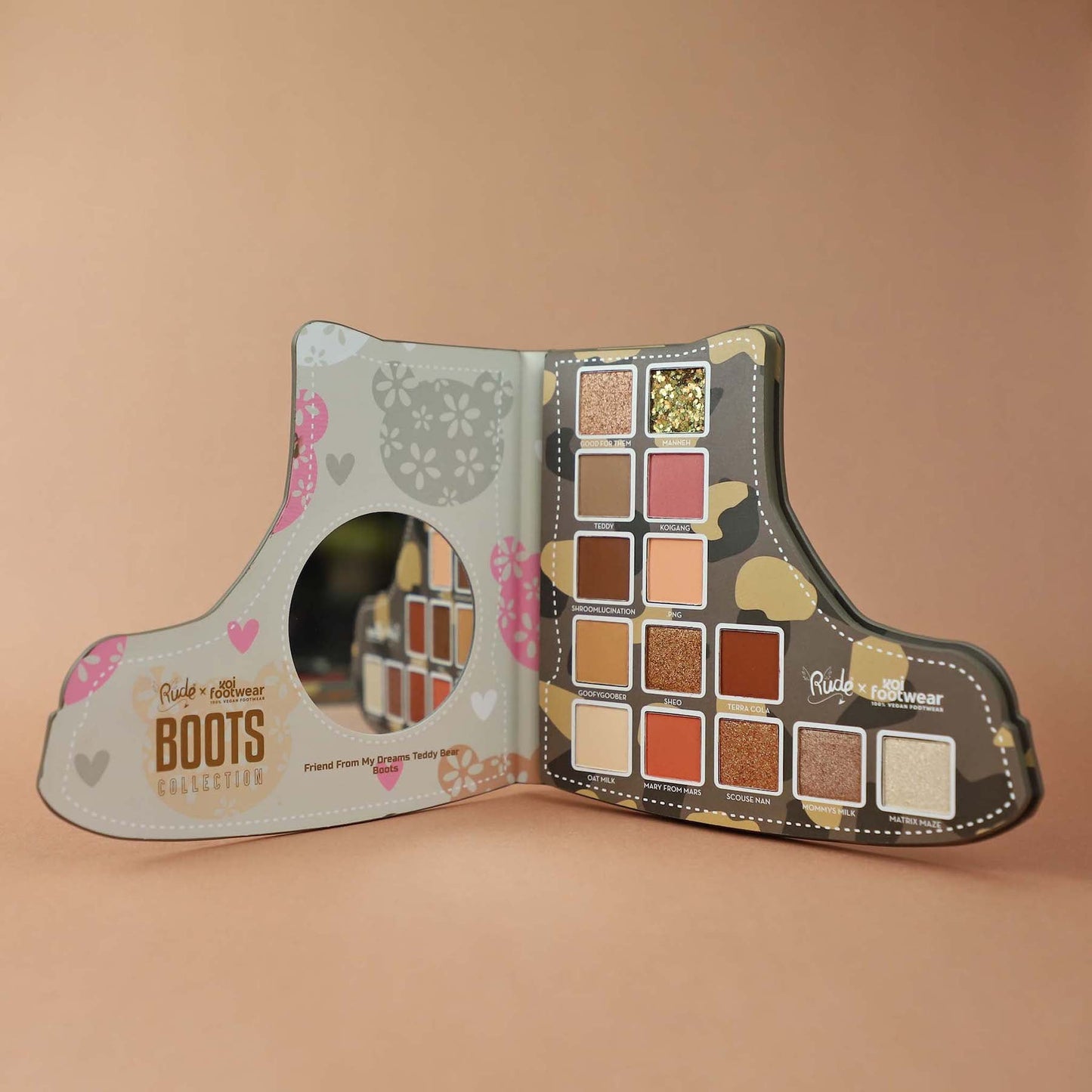 Rude x Koi Footwear Boots Collection Eyeshadow Palette - 14 shades Friend From My Dreams Teddy Bear Boots|122g