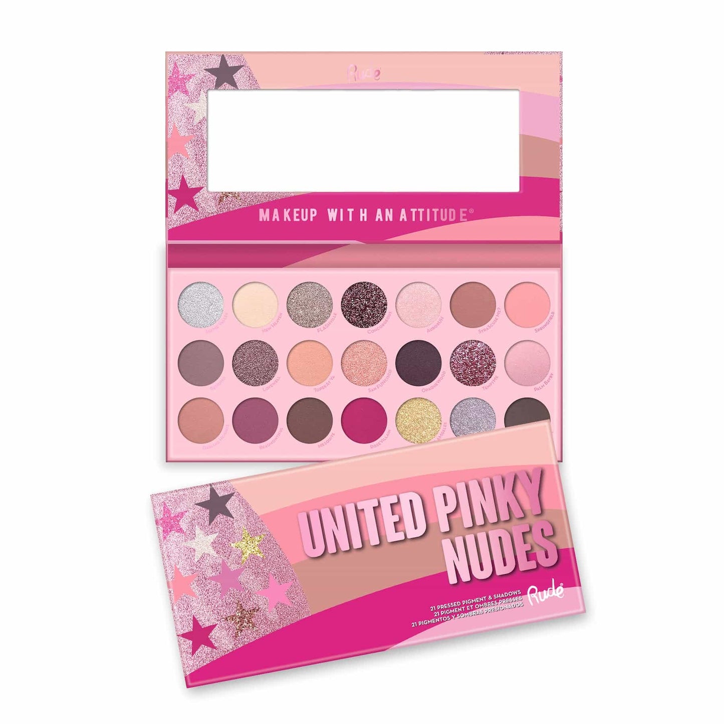 Rude United Pinky Nudes  Pressed Pigment & Shadows Palette - 21 shades United Pinky Nudes|221g